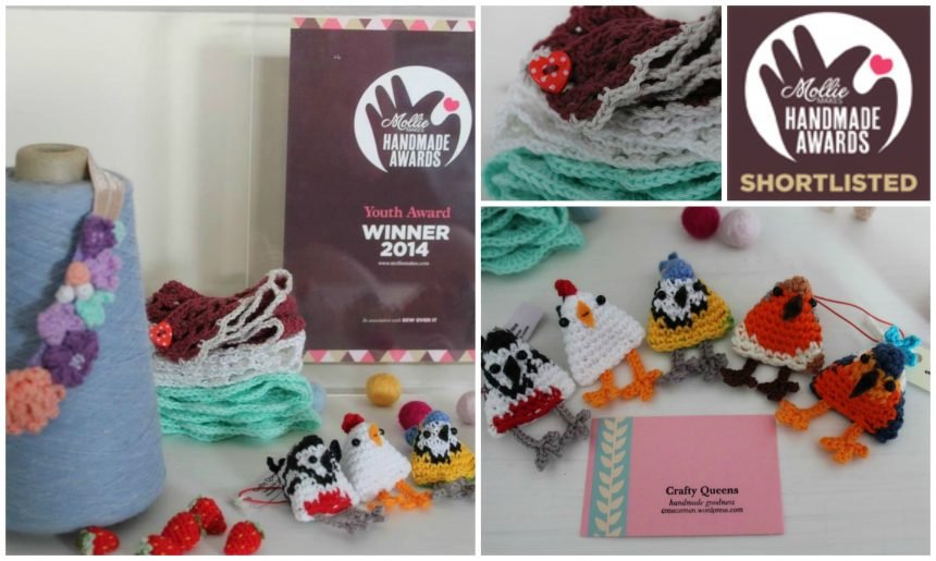 My crochet birds and the award I won at Mollie Makes Handmade Awards