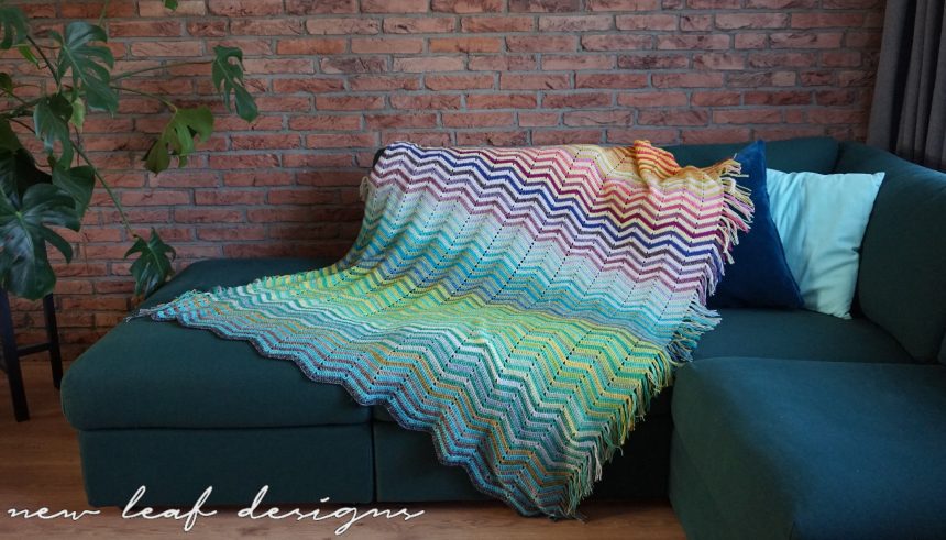 Chevrainbow crochet blanket free pattern