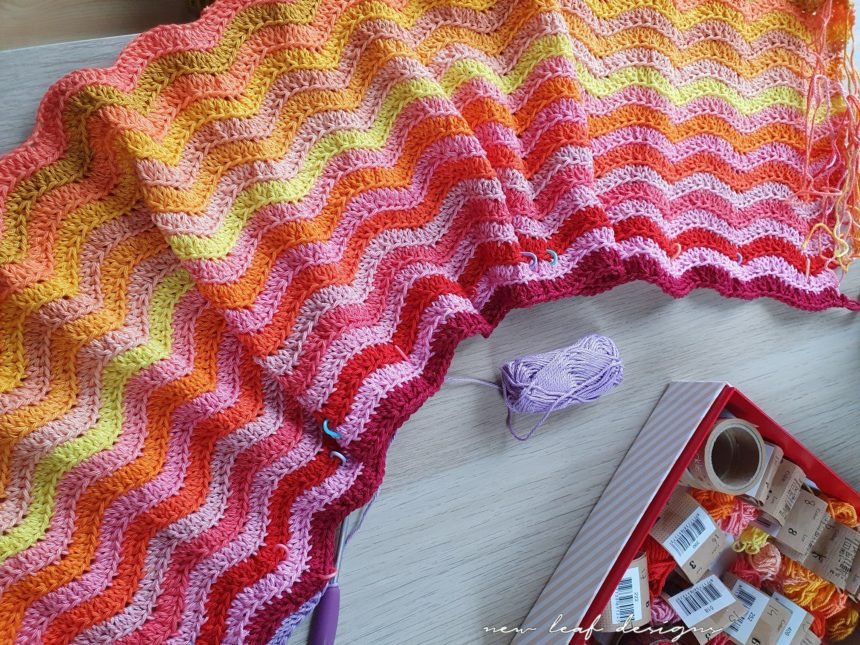 rainbow sea waves blanket in progress