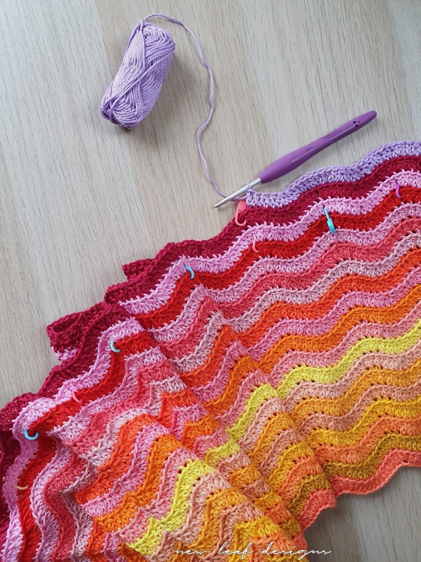 rainbow sea waves blanket in progress