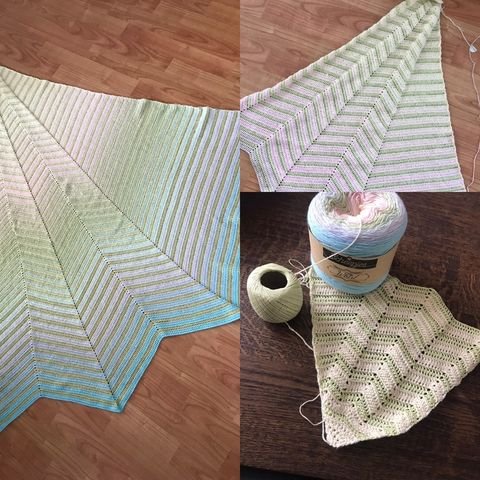 tester version of chevron boulevard shawl in pastel colours